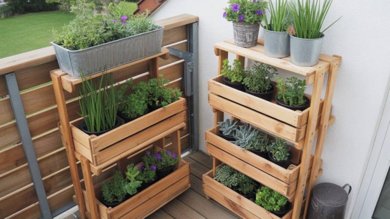 DIY-Kräutergarten aus alten Holzkisten für Balkon oder Küche