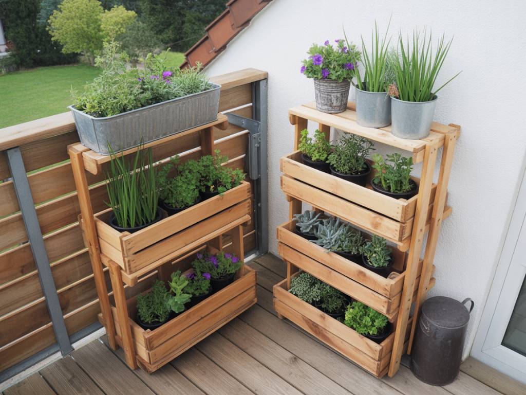 DIY-Kräutergarten aus alten Holzkisten für Balkon oder Küche